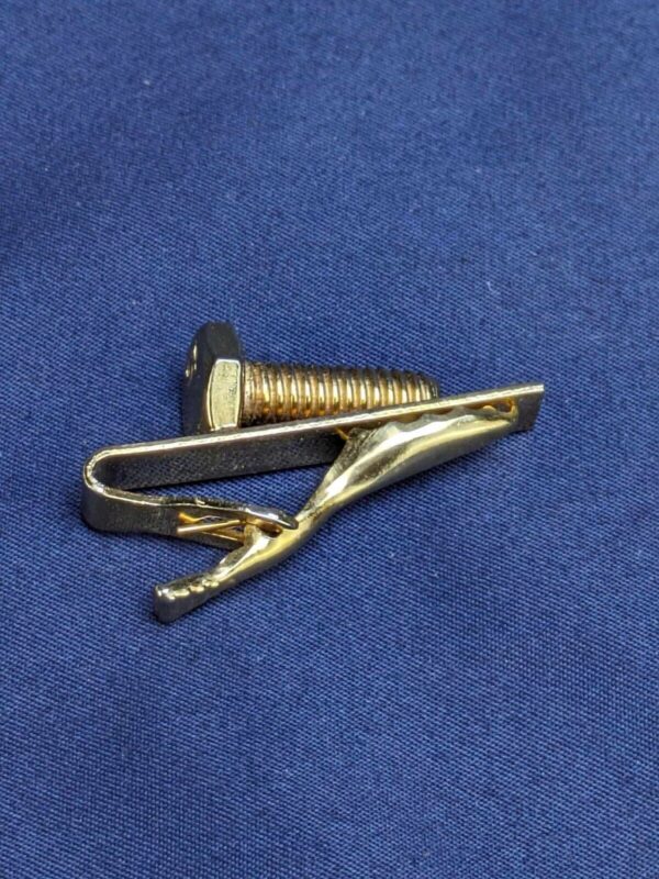 Vintage Gold Tone Bolt Tie Clip Pin Clasp - Image 4