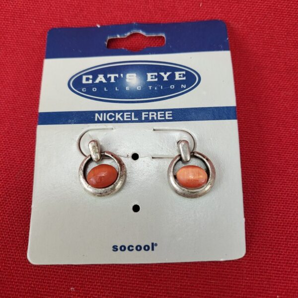 New Nickel Free Peach Cats Eye Drop Style Stud Earrings