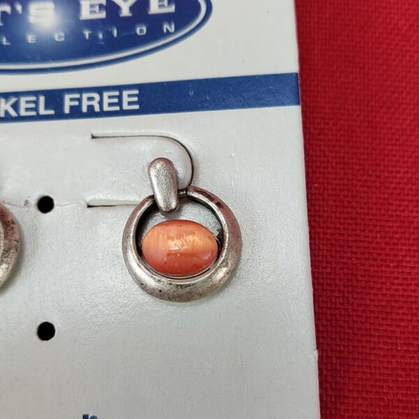 New Nickel Free Peach Cats Eye Drop Style Stud Earrings - Image 2