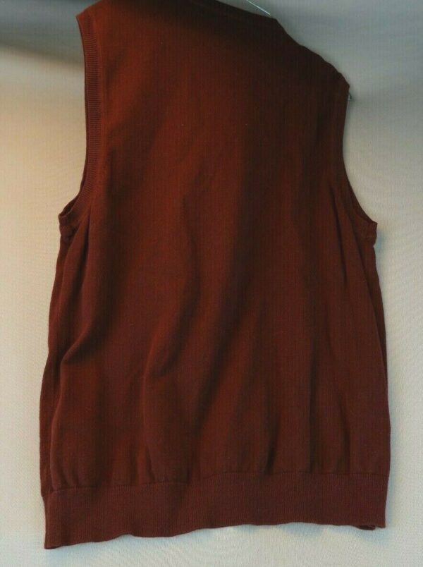 Claiborne Mens Medium Winter Sweater Vest Knit Argyle Sleeveless V-Neck - Maroon - Image 2