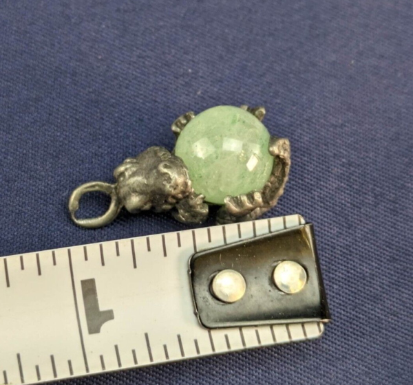 Vintage Pewter Crocodile Around Orb Ball Pendant Charm Collectable - Image 2