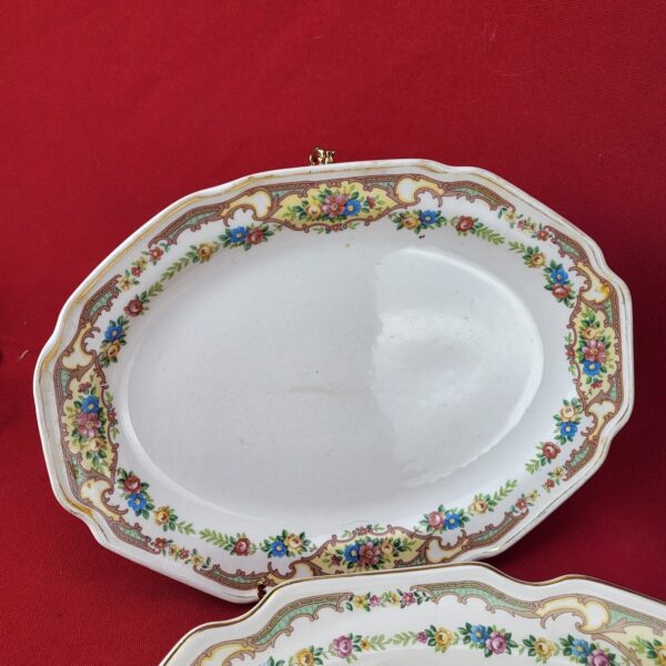 Vintage Ornate Floral Design Ceramic 3 Piece Serving Platter Set - Image 2