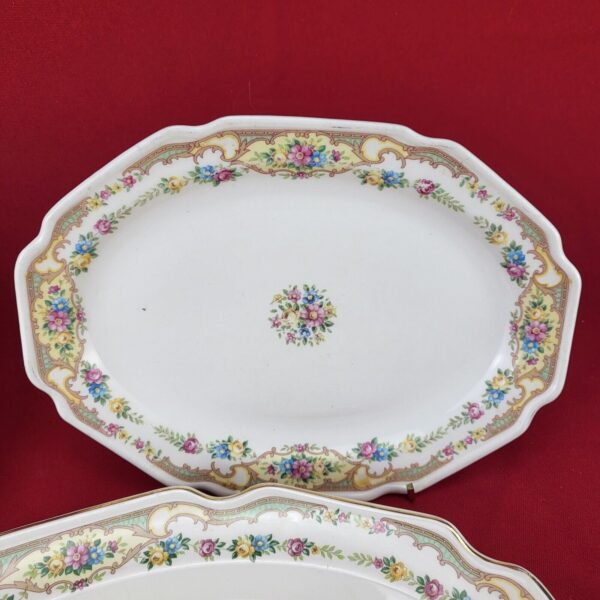 Vintage Ornate Floral Design Ceramic 3 Piece Serving Platter Set - Image 3