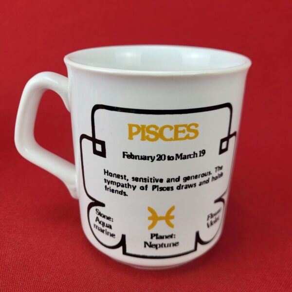 IAMS Made in England Pisces Coffee Mug Astrology Zodiac Sign Birthday Yellow - Image 2