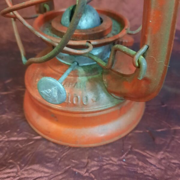 Vintage Red Winged Wheel No 400 Outdoor Kerosene/Oil Lantern 16 1/2" Tall - Image 5