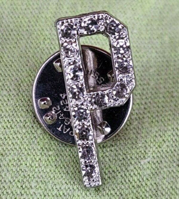 Vintage Letter "P" Rhinestone Brooch Pin Silver Tone 3/4" Tall