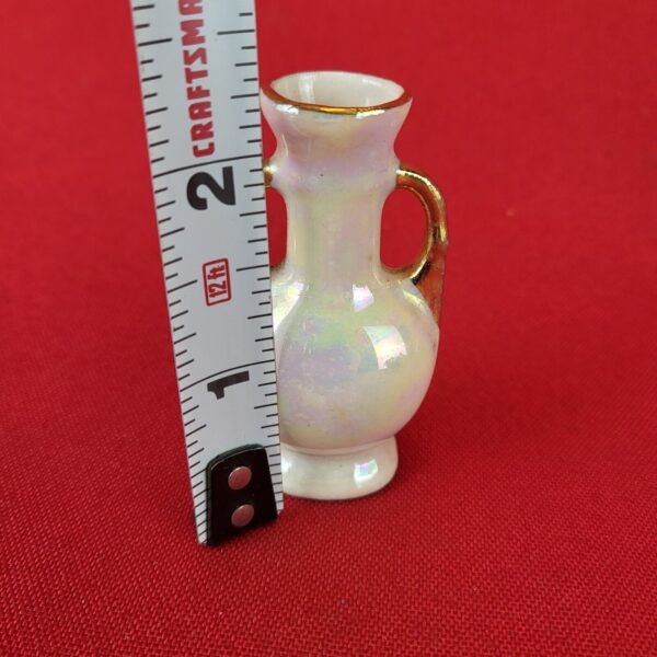 Vintage Miniature Porcelain Iridescent Vase Doll House Decor with Gold Trim - Image 4