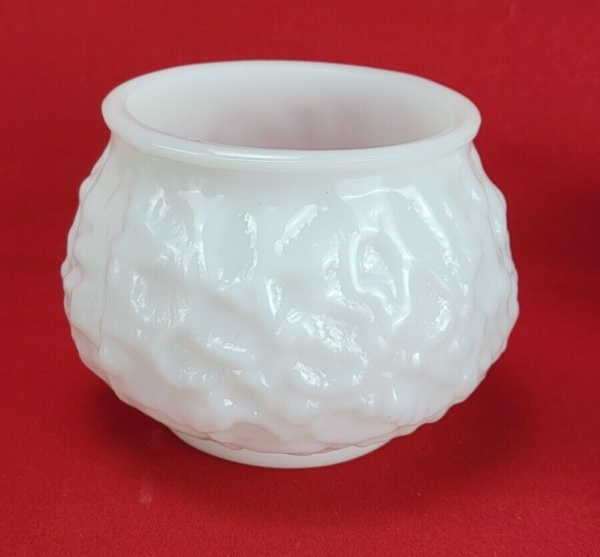 E. O. Brody White Milk Glass Crinkle Planter Bowl 0016 Made in U.S.A